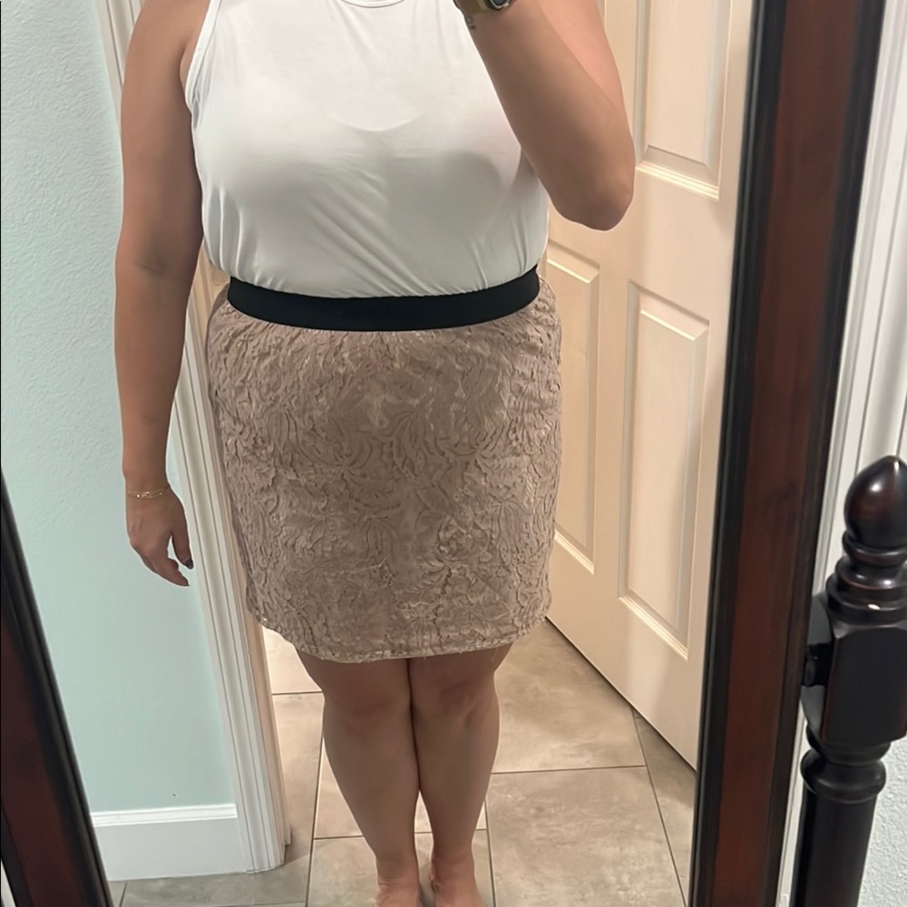 Elegant Tan Lace Skirt